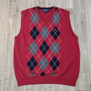 U.S. Polo Assn. Vest Polo by Ralph Lauren Men's Red Argyle Sweater Vest Size L